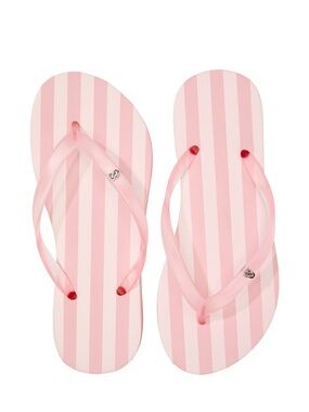 Victoria's Secret Pink Striped Flip Flops size 8💗🤍